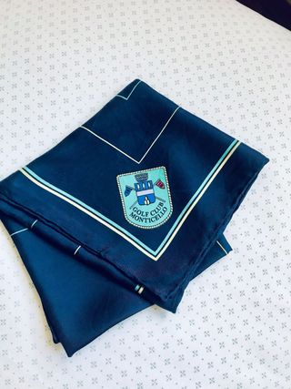 Foulard seta vintage Golf Club Monticello blu