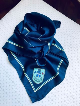 Foulard seta vintage Golf Club Monticello blu