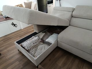 Sofá rinconero blanco pana