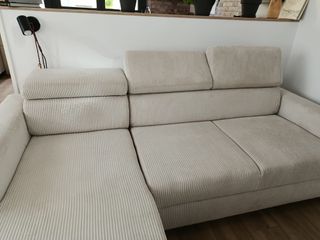 Sofá rinconero blanco pana