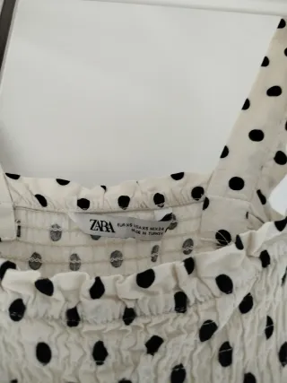 Vestido Zara lunares blanco y negro Talla XS