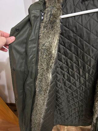 Abrigo Mango verde encerado con forro