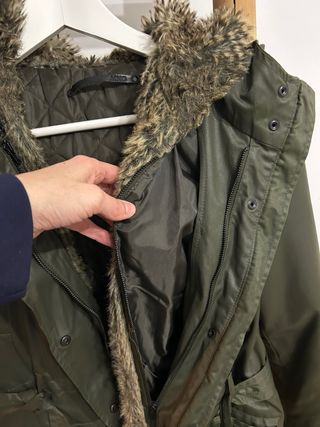Abrigo Mango verde encerado con forro