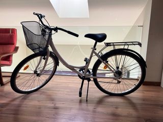 Bicicleta urbana con cesta y portabultos
