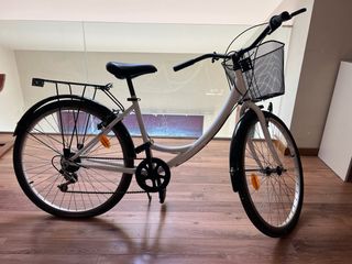 Bicicleta urbana con cesta y portabultos