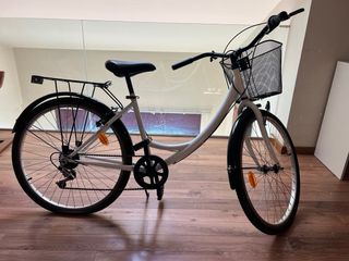 Bicicleta urbana con cesta y portabultos