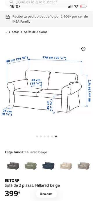 URGE Sofa 2 Plazas EKTORP Beige