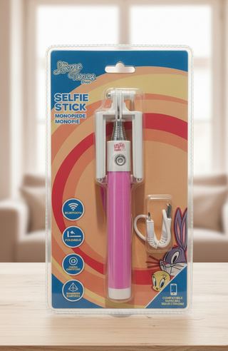 Selfie Stick Looney Tunes Bluetooth Rosa (Nuevo)