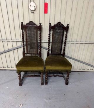 Juego de 2 Sillas Antiguas Madera Maciza