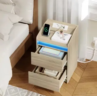 Pack 2 Mesitas Noche LED con Enchufes