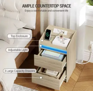 Pack 2 Mesitas Noche LED con Enchufes