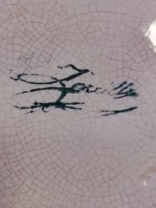 Plato decorativo antiguo pájaro flores,gran tamaño