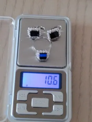 Completo Anello e Orecchini Oro Bianco 750 vintage