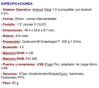RELOJ INTELIGENTE LG SMART WATCH R "W110" EN CAJA.