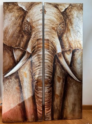 Cuadro elefante decorativo 2 piezas