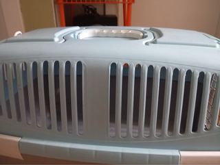 Transportín gato/perro pequeño azul y gris