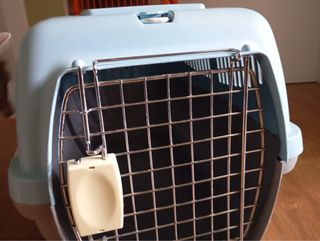 Transportín gato/perro pequeño azul y gris