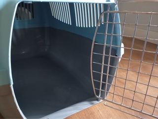 Transportín gato/perro pequeño azul y gris