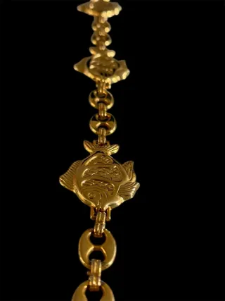 Cinturón Metálico Dorado Peces