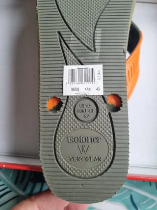 Chanclas Isotoner Verde Oliva y Naranja