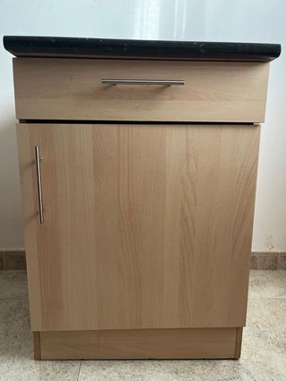 Mueble de cocina madera y mármol
