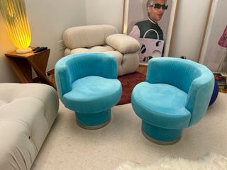 2 Sillones Vintage pana Azul Años 50