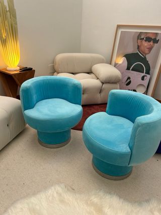 2 Sillones Vintage pana Azul Años 50