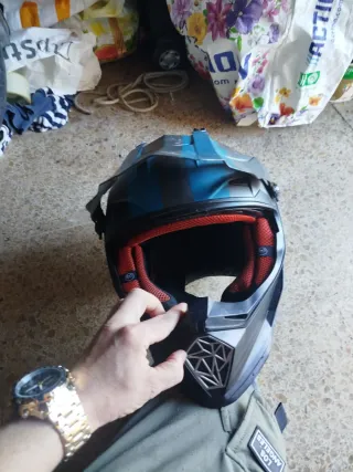 Casco Moto Cross Negro y Azul