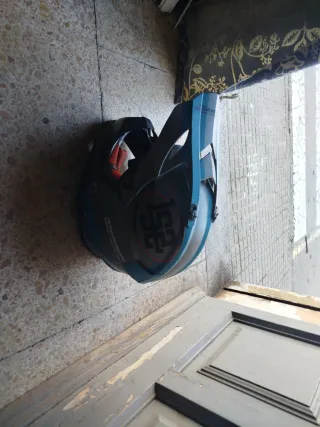 Casco Moto Cross Negro y Azul