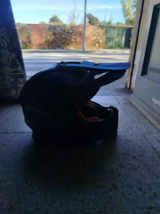 Casco Moto Cross Negro y Azul