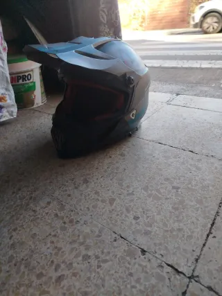 Casco Moto Cross Negro y Azul
