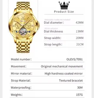 Reloj OLEVS Automático Dorado Hombre