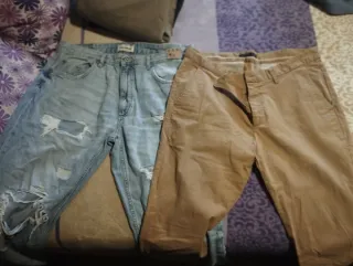 Lote 6 Pantalones Talla 44-46 Beige y Gris