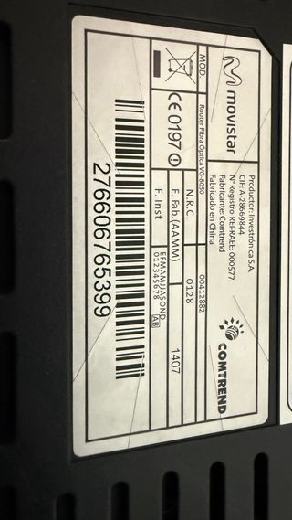 Router Movistar Fibra Óptica Negro