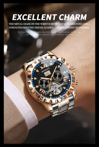 Reloj Automático BINBOND Hombre Oro/Plata