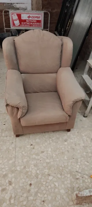 Sofá individual tela beige