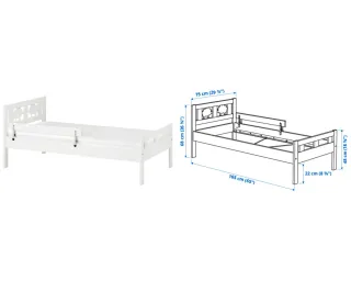 Cama individual blanca 70cm y colchón