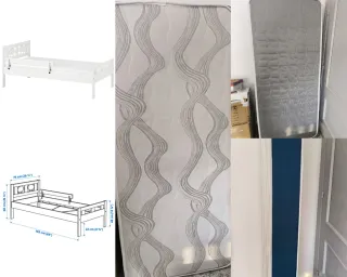 Cama individual blanca 70cm y colchón