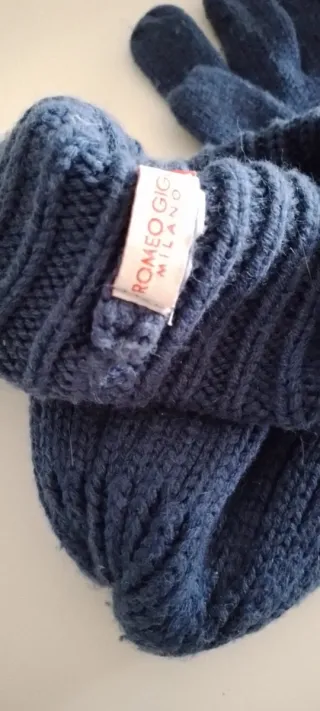 Set Cappello e Guanti Romeo Gigli Blu/Nero