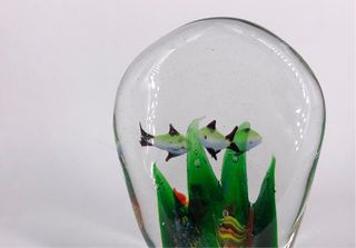 Fermacarte Murano vintage pesci e piante