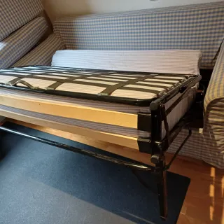 Sofá Cama Tela Cuadros Azul Beige