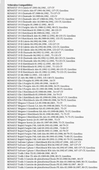 Tapa Delco Renault 19, Clio, Megane
