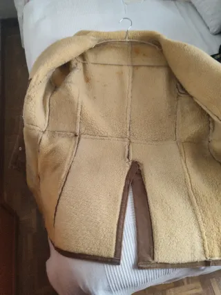 Abrigo Vintage Piel Sintética Marrón Beige