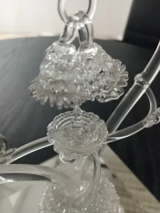 Escultura de cristal de pájaros y corazón