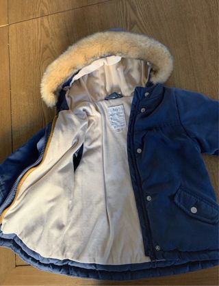 Giacca Parka Bambino Blu con Cappuccio