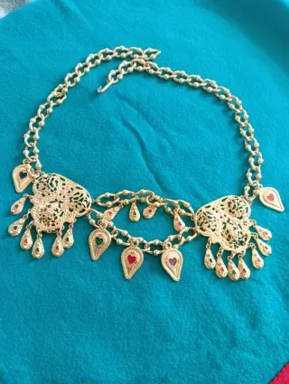 Cinturón vintage metal dorado y multicolor 90 cms