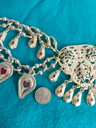 Cinturón vintage metal dorado y multicolor 90 cms