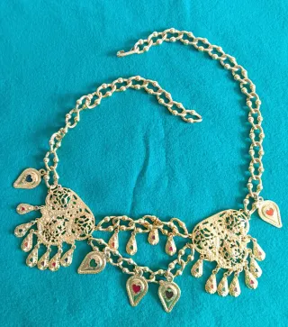 Cinturón vintage metal dorado y multicolor 90 cms