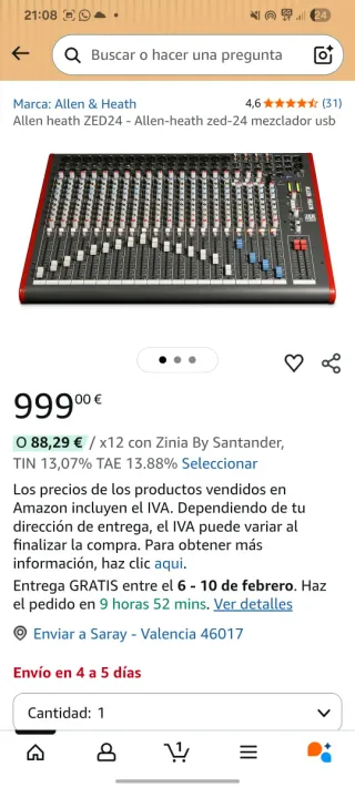 Allen & Heath ZED-24 Mezclador USB