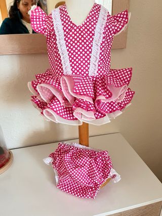 Vestido Flamenca Bebé Talla 1 Lunares